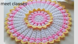 so attractive 💝 crochet THAALPOSH Doily thallirumaal tableclothmeetclasses [upl. by Eilema]