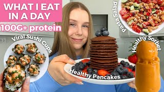 WHAT I EAT IN A DAY Healthy amp High protein Recipes 100G Protein [upl. by Atrim794]