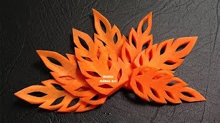 Simple Carrot Leaf Design  Beginners Lesson 17 By Mutita The Art Of Fruit And Vegetable Carving [upl. by Lemyt]