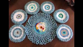 CROCHET NAPPERONS ET DESSOUS DE VERRE RONDS EN LAINE Long [upl. by Aehta]