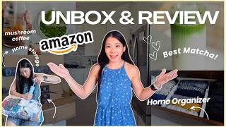 Trying Amazon Storage BEST Matcha amp Mushroom coffee athleta Halara try on haul amazon haul [upl. by Eixel]