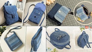 4 Old Jeans Ideas  DIY Denim Bags and Purse  Compilation  Bag Tutorial  Upcycle Craft [upl. by Dodi]