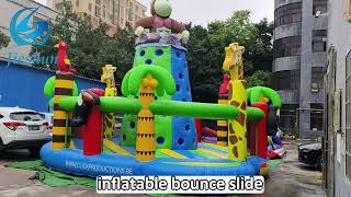 custom inflatable monkey forest bounce house climbing wall cheap bouncy jumping castle [upl. by Aterg]