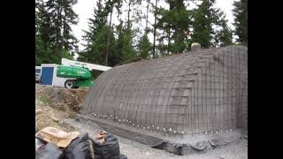 Concrete Quonset Hut Underground Shelter First Layer of Rebar [upl. by Nemad]