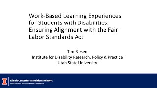 WorkBased Learning Experiences for Students with Disabilities [upl. by Yenitsed]