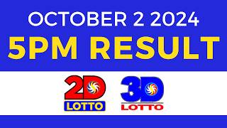 5pm Lotto Result Today October 2 2024  PCSO Swertres Ez2 [upl. by Maharba]