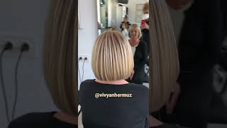 Inverted bob haircut transformation by vivyan Hermuz  vivyan hair design [upl. by Harlie]