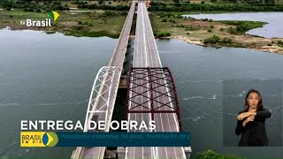 Presidente Jair Bolsonaro inaugura nova ponte na divisa entre Sergipe e Alagoas [upl. by Ahsilrak]