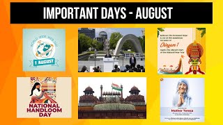 Important Days in August In India and World [upl. by Maddie733]