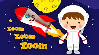 🚀 Zoom Zoom Zoom Were Going to the Moon 🌕✨   Sing Along with Lyric🎤 [upl. by Annatsirhc]