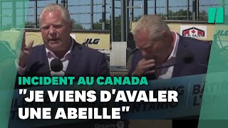 En pleine conférence de presse cet homme politique canadien avale une abeille [upl. by Anelle6]