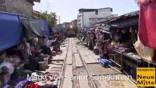 Markt von Samut Songkhram  Train Market  Thailand [upl. by Ytsrik]