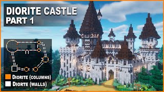 Minecraft How to build a Medieval Diorite Castle  Tutorial [upl. by Renae]