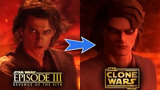 Anakin vs ObiWan Live Action vs Animated Clone Wars  SidebySide Comparison [upl. by Dolan]