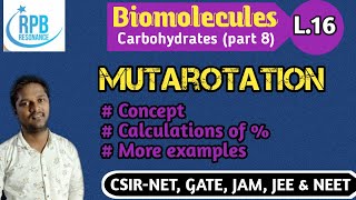 Mutarotation Mutarotation of Carbohydrates  Glucose Fructose ll CSIRNET GATEJAMJEE amp NEET [upl. by Milly]