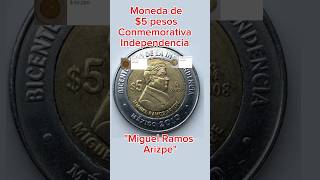 619 MONEDA DE 5 PESOS CONMEMORATIVA quotMIGUEL RAMOS ARIZPEquot [upl. by Cummine31]