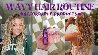 WAVY HAIR ROUTINE using only affordable drugstore products [upl. by Magree]