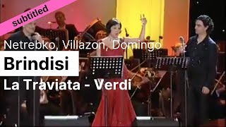 Opera Lyrics  Anna Netrebko Rolando Villazon Placido Domingo ♪ Brindisi  Libiamo La Traviata [upl. by Anayek]