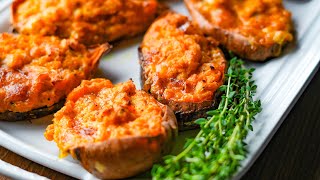 Guide to Thanksgiving sides Day 6 Twice Baked Sweet Potatoes thanksgiving sweetpotato potato [upl. by Nylsej]