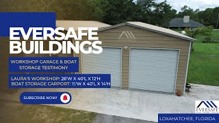 26x40 Steel Workshop amp Boat Storage Carport Review 2022 Eversafe Buildings Loxahatchee Florida [upl. by Duax]