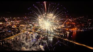 🎆 Spectacular 4K Drone View 4th of July Fireworks at Battleship Cove  Fall River MA 2024 🚁 [upl. by Noedig]