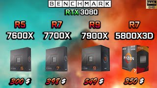 Ryzen 5 7600X vs R7 7700X vs R9 7900X vs Ryzen 7 5800X3D  Test in 7 Games  1440p [upl. by Eenattirb]