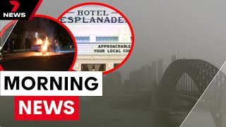 Aus Day pub ban arson manhunt storm chaos  7NEWS [upl. by Aelaza]