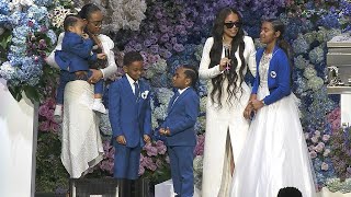 Lauren London and Kids Take Stage at Nipsey Hussles Memorial [upl. by Aralc]