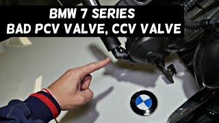 BMW E65 E66 F01 SYMPTOMS OF BAD PCV VALVE CCV VALVE [upl. by Maurits598]