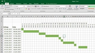 Excel GanttDiagramm erstellen  bedingte Formatierung Balkenplan Projektplan Projektmanagament [upl. by Kassie942]