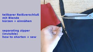 teilbarer Jacken Reißverschluß mit Blende nähen Reißer kürzen how to sew a separating zipper [upl. by Eiramnaej]