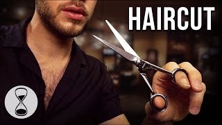 ASMR HAIRCUT ROLEPLAY  Scissors Comb Hair Wash Head Massage amp Male Whispering Binaural [upl. by Animsaj]