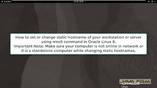 How to set or change static hostname using nmcli command in Oracle Linux 8 [upl. by Zach714]