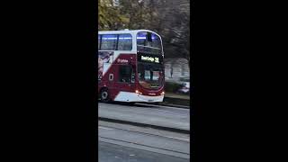 Lothian Volvo B9TLs 1022 amp 393 join Bright Bus AD E300 8485 on Edinburghs Shandwich Place [upl. by Mchugh]