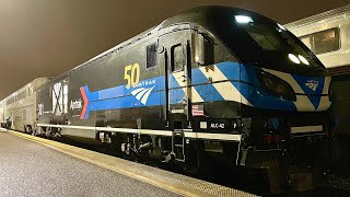 Amtrak ALC42 Day 1 301 leads the City of New Orleans 1059 into Carbondale IL [upl. by Stormi]