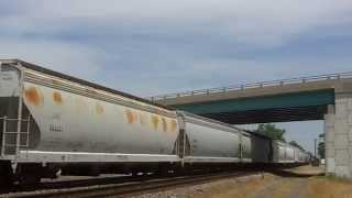 CSX 8315 SD402 amp 5392 Lead a Freight In Effingham IL [upl. by Ahsakal]