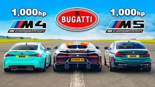 Bugatti Chiron Super Sport v 1000hp BMW M4 and M5 DRAG RACE [upl. by Lydell888]