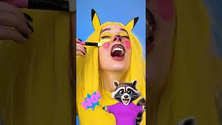 RACCOON REACTS TO PIKACHUS MESSY ART SESSION 🖌️ funny raccoon [upl. by Azriel502]