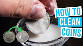 How to CLEAN COINS  DONT DAMAGE dirty old corroded copper or silver coins [upl. by Sonitnatsnok]