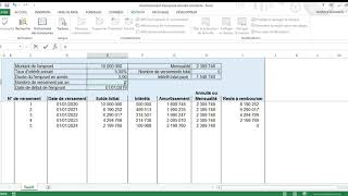 Amortissement demprunt annuité constante Excel 23 12 2018 22 21 39 [upl. by Nailliw]