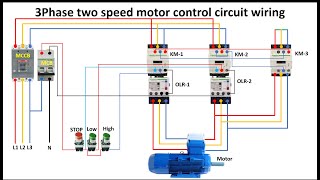 3 phase 2 speed motor control circuit wiring diagram and motor connection [upl. by Yraeht]