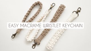 DIY MACRAME WRISTLET KEYCHAIN  EASY MACRAME TUTORIAL  MACRAME FOR BEGINNERS [upl. by Arriet]