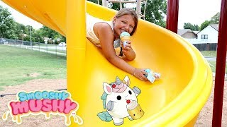 Squishy Scavenger Hunt at the Park Playground For Kids  Smooshy Mushy SERIES 3 ICE CREAM CONES [upl. by Eiuqnimod]