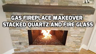 Fireplace Makeover Quartz Wall Stone Installation [upl. by Enilrac]