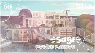 BLOXBURG  Sage 🌿 Modern Family Mansion Exterior  House Build  50k [upl. by Breban]