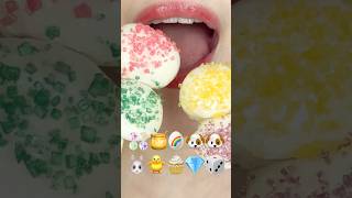 ASMR EMOJI FOOD ✨🍯🥚🌈🐶🐶🐰🐥🧁💎🎲 이모지 먹방 sped up [upl. by Kale284]