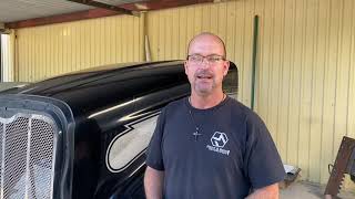 Fiberglass repair on a peterbilt hood [upl. by Salomo]