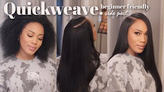 Deep Side Part Quick Weave  Natural Leavout [upl. by Eiuqcaj]