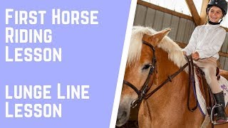 First Horse Riding Lesson  Lunge Line Lesson [upl. by Nahallac61]