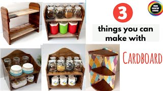 3 Simple DIY Organizers for Kitchen  3 Kitchen Organizer Ideas using cardboard [upl. by Lanahtan29]